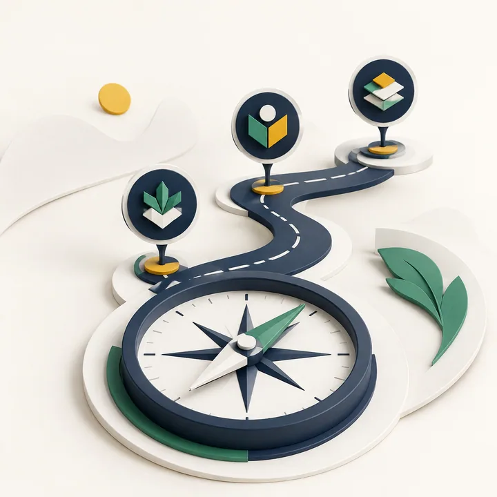 Ilustrasi kompas dan rute belajar SKD